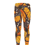 Orange Monarch Butterfly Pattern Print Men's leggings