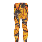 Orange Monarch Butterfly Pattern Print Men's leggings