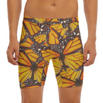 Orange Monarch Butterfly Pattern Print Men's Long Boxer Briefs