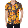 Orange Monarch Butterfly Pattern Print Men's Shirt