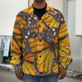 Orange Monarch Butterfly Pattern Print Men's Shirt Jacket