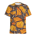 Orange Monarch Butterfly Pattern Print Men's Sports T-Shirt