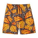 Orange Monarch Butterfly Pattern Print Men's Swim Trunks