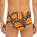 Orange Monarch Butterfly Pattern Print Men's Triangle Swim Briefs