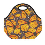 Orange Monarch Butterfly Pattern Print Neoprene Lunch Bag