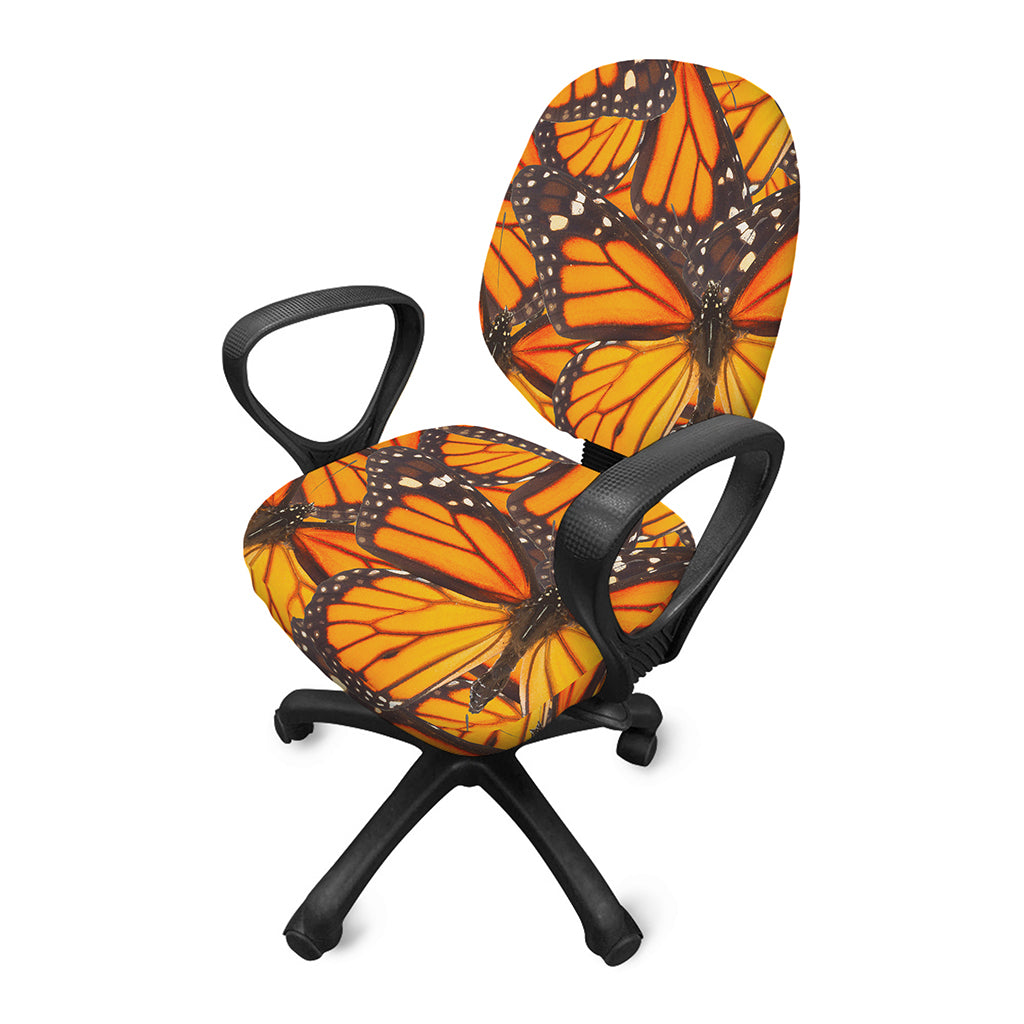 Orange Monarch Butterfly Pattern Print Office Chair Cover