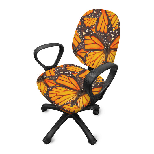 Orange Monarch Butterfly Pattern Print Office Chair Cover