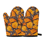 Orange Monarch Butterfly Pattern Print Oven Mitts