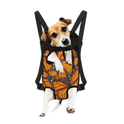 Orange Monarch Butterfly Pattern Print Pet Carrier Backpack
