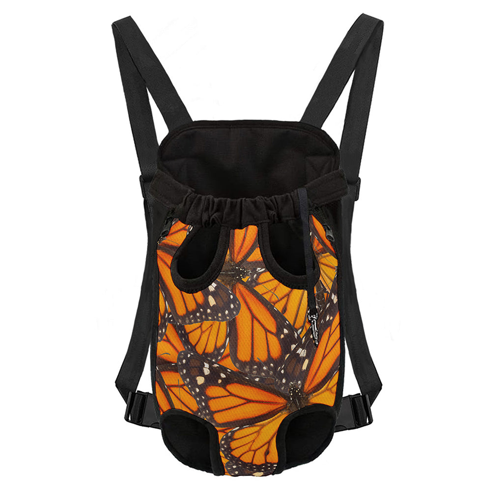 Orange Monarch Butterfly Pattern Print Pet Carrier Backpack
