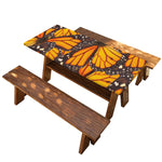 Orange Monarch Butterfly Pattern Print Picnic Table Cover