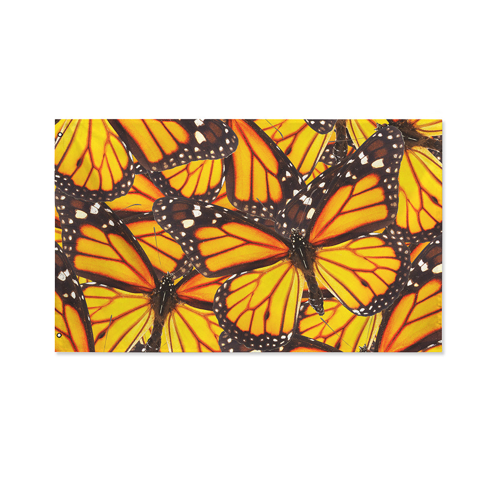 Orange Monarch Butterfly Pattern Print Polyester Flag