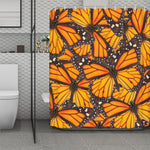 Orange Monarch Butterfly Pattern Print Polyester Shower Curtain