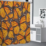 Orange Monarch Butterfly Pattern Print Premium Shower Curtain