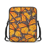 Orange Monarch Butterfly Pattern Print Rectangular Crossbody Bag