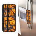 Orange Monarch Butterfly Pattern Print Refrigerator Handle Covers
