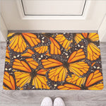 Orange Monarch Butterfly Pattern Print Rubber Doormat