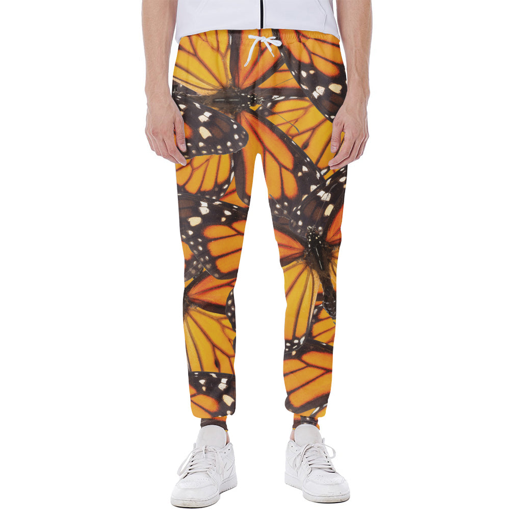 Orange Monarch Butterfly Pattern Print Scuba Joggers