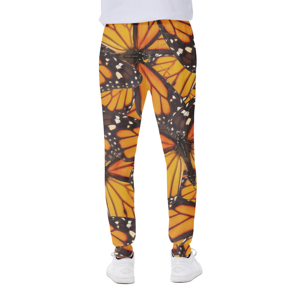 Orange Monarch Butterfly Pattern Print Scuba Joggers