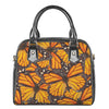 Orange Monarch Butterfly Pattern Print Shoulder Handbag