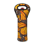 Orange Monarch Butterfly Pattern Print Single Neoprene Wine Tote