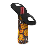 Orange Monarch Butterfly Pattern Print Single Neoprene Wine Tote