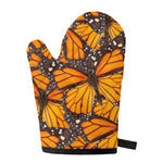 Orange Monarch Butterfly Pattern Print Single Oven Mitt