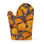 Orange Monarch Butterfly Pattern Print Single Oven Mitt