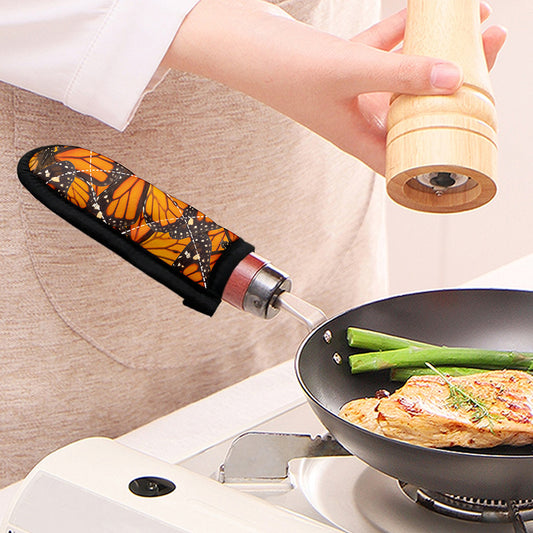 Orange Monarch Butterfly Pattern Print Skillet Handle Cover