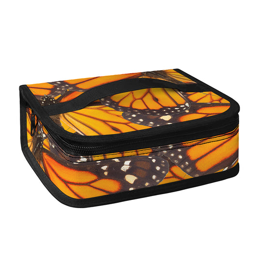 Orange Monarch Butterfly Pattern Print Small Lunch Bag