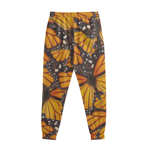 Orange Monarch Butterfly Pattern Print Sweatpants