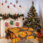 Orange Monarch Butterfly Pattern Print Tablecloth