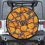Orange Monarch Butterfly Pattern Print Tire Cover With Camera Hole