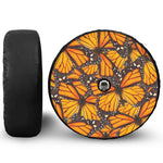 Orange Monarch Butterfly Pattern Print Tire Cover With Camera Hole