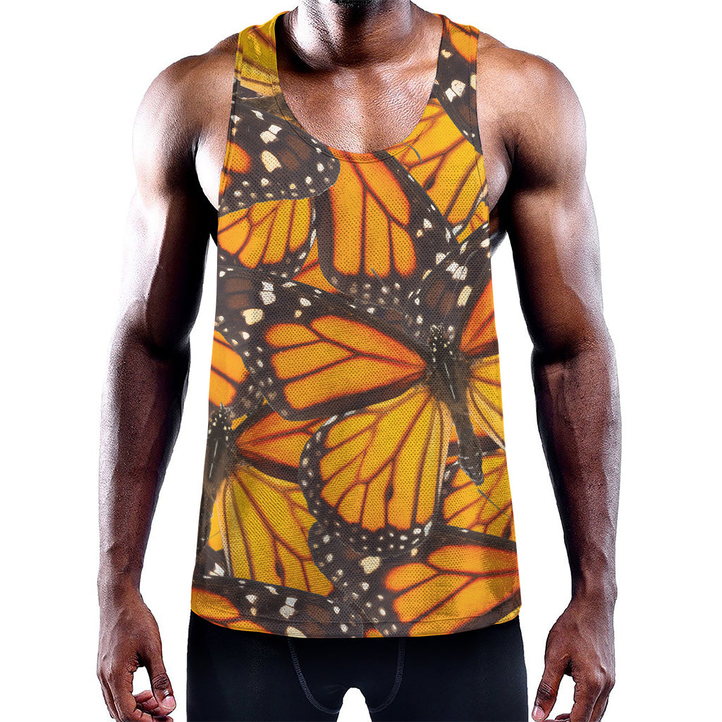 Orange Monarch Butterfly Pattern Print Training Tank Top