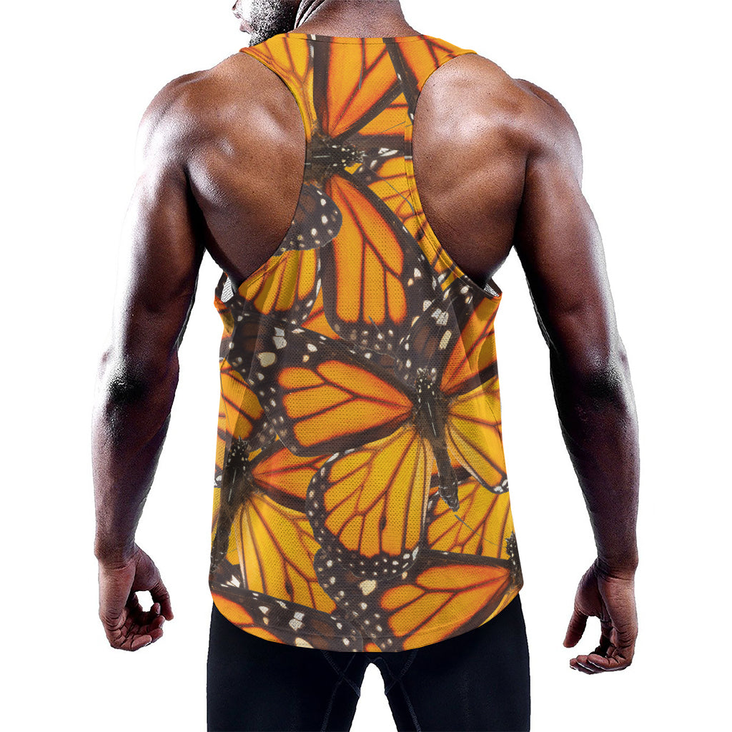 Orange Monarch Butterfly Pattern Print Training Tank Top