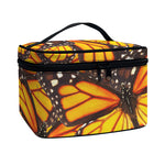 Orange Monarch Butterfly Pattern Print Travel Makeup Bag