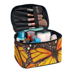 Orange Monarch Butterfly Pattern Print Travel Makeup Bag