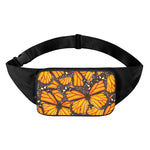 Orange Monarch Butterfly Pattern Print Waist Bag