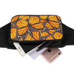 Orange Monarch Butterfly Pattern Print Waist Bag