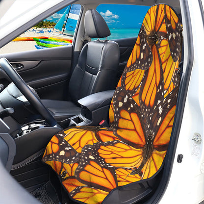 Orange Monarch Butterfly Pattern Print Waterproof Car Seat Cover