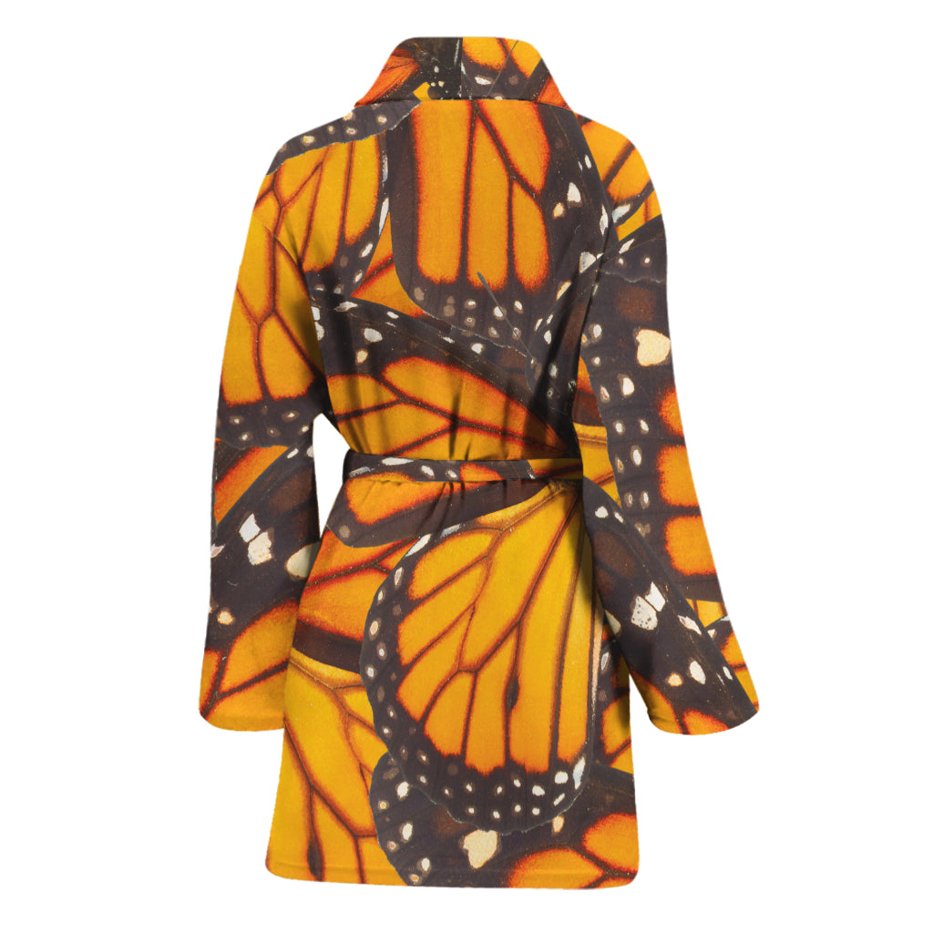 Orange Monarch Butterfly Pattern Print Women's Bathrobe