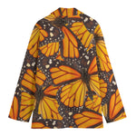 Orange Monarch Butterfly Pattern Print Women's Blazer