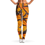 Orange Monarch Butterfly Pattern Print Women's Leggings