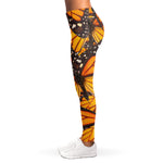 Orange Monarch Butterfly Pattern Print Women's Leggings