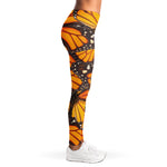 Orange Monarch Butterfly Pattern Print Women's Leggings