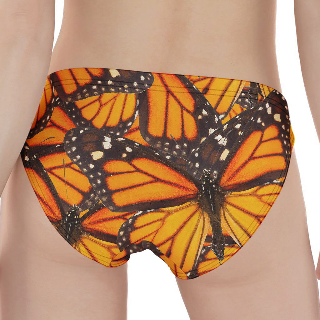 Orange Monarch Butterfly Pattern Print Women's Panties