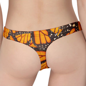 Orange Monarch Butterfly Pattern Print Women's Thong