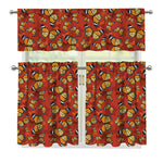 Orange Monarch Butterfly Print 3 Piece Kitchen Curtains