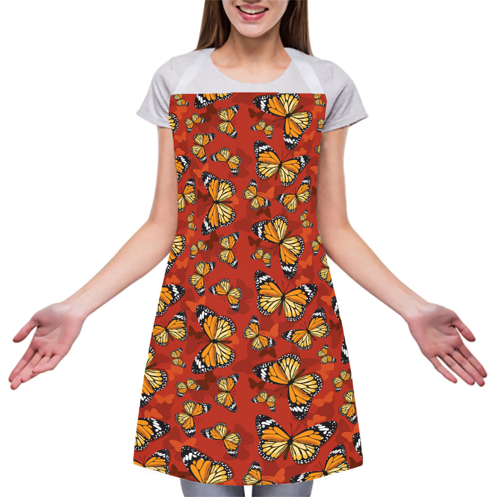 Orange Monarch Butterfly Print Adjustable Apron
